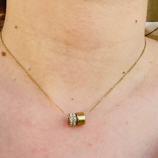 Collier Duo Éclat – doré, cristaux - Harmony & Senteur