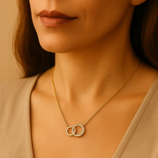 Collier Étreinte Éternelle – doré, cristaux - Harmony & Senteur