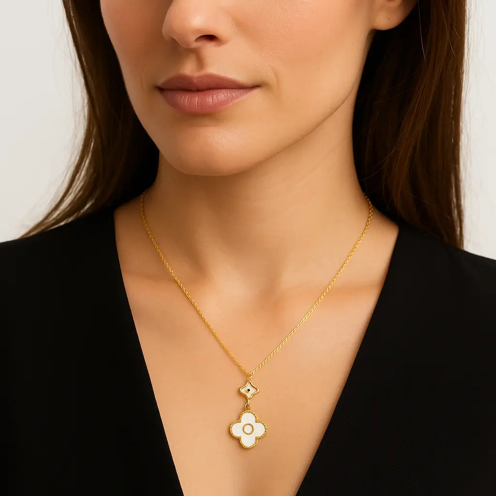 Collier trèfle Jade