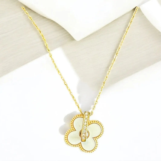 Collier Trèfle Éclat – doré, nacre - Harmony & Senteur