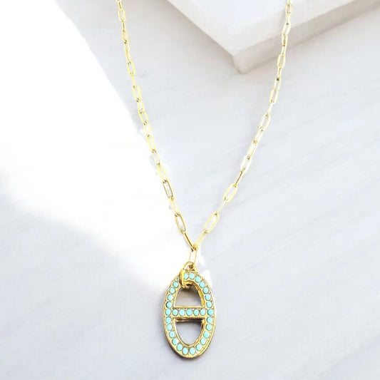 Collier Olympe- Bijou en acier inoxydable doré -Pierres fines bleues ou blanches - Harmony & Senteur