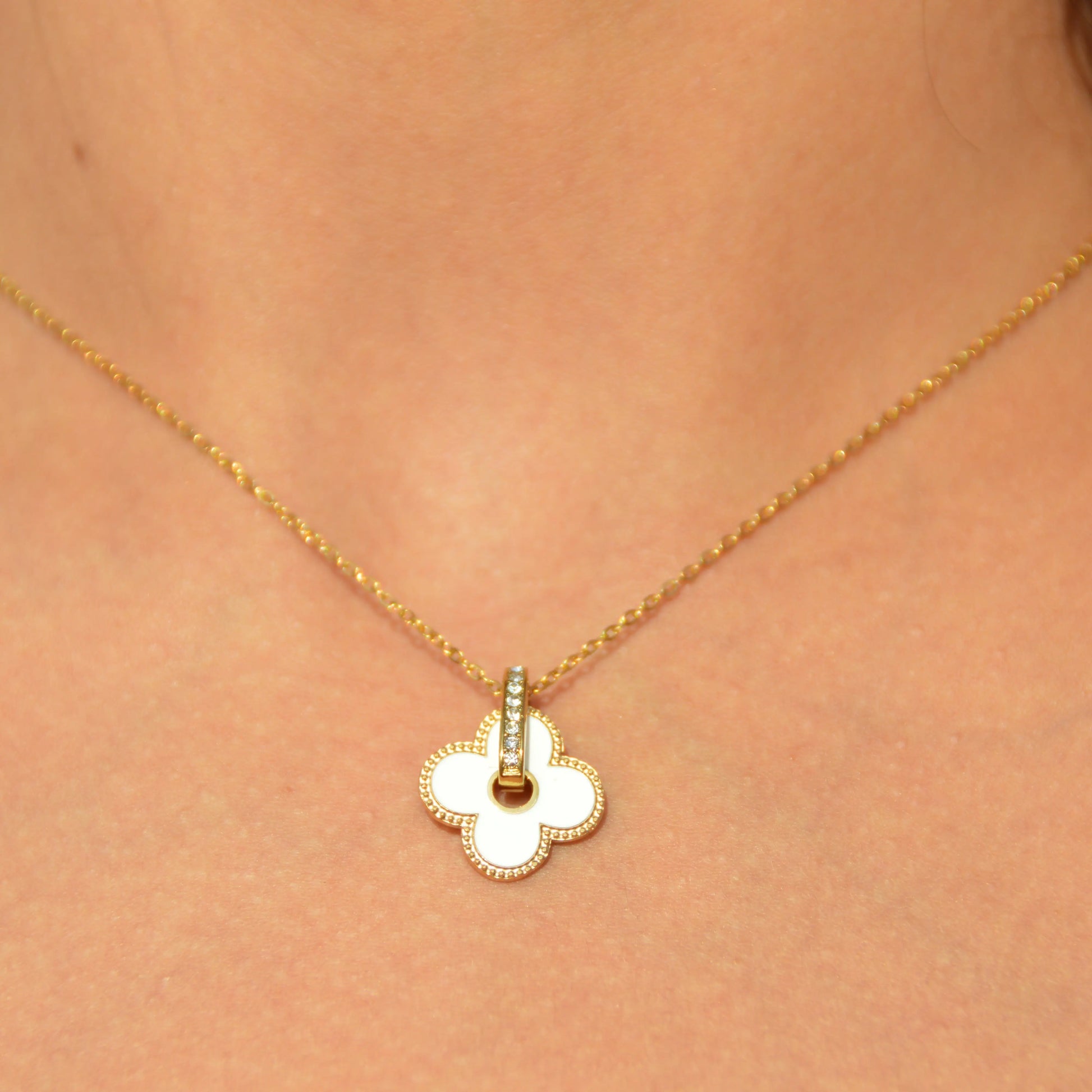 Collier Trèfle Éclat – doré, nacre - Harmony & Senteur