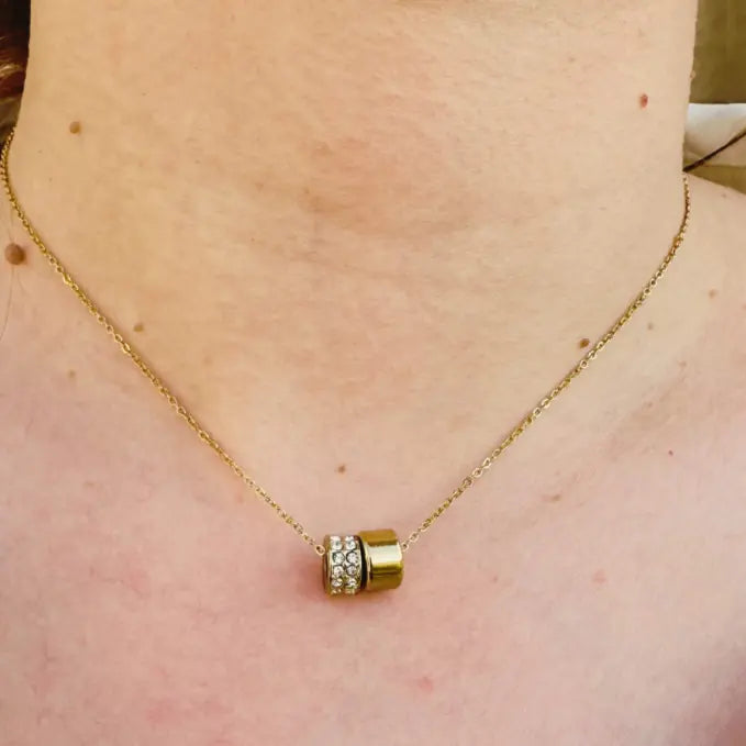 Collier Duo Éclat – doré, cristaux - Harmony & Senteur