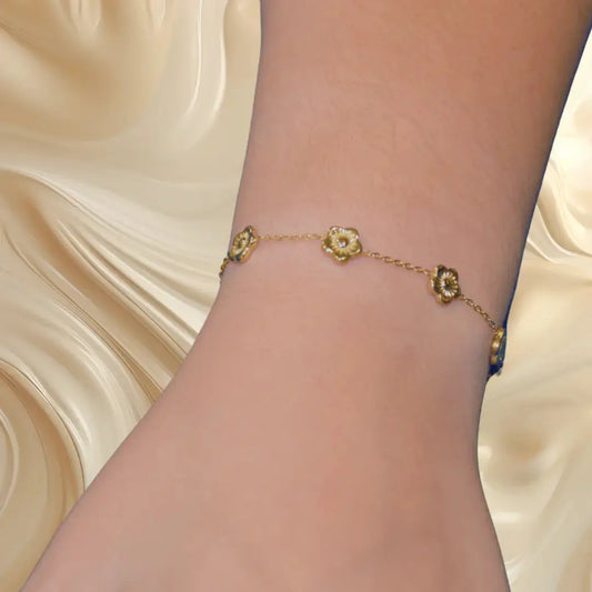 Bracelet Mely – doré, petites fleurs - Harmony & Senteur