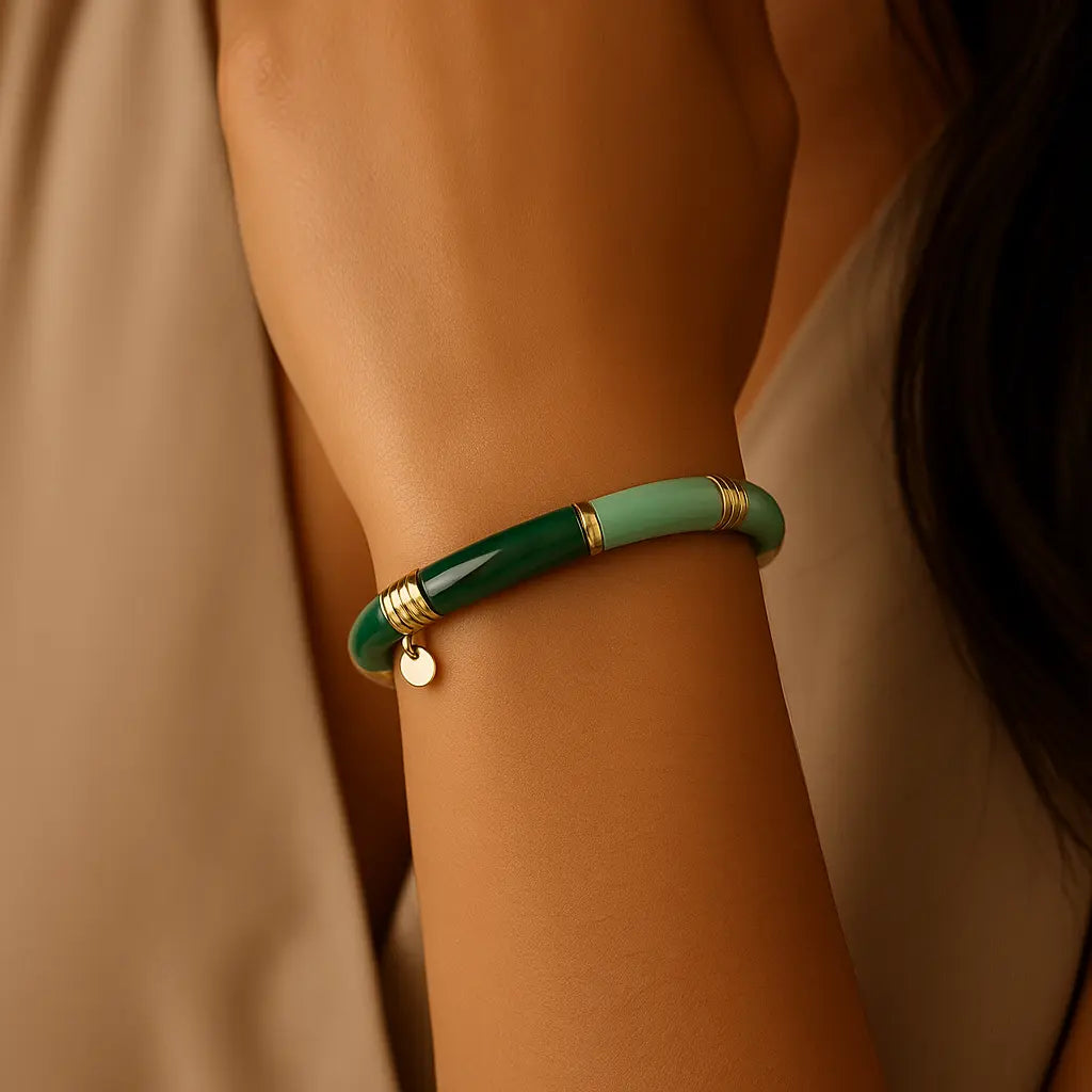 Bracelet Élégance – bicolore vert & doré Harmony & Senteur