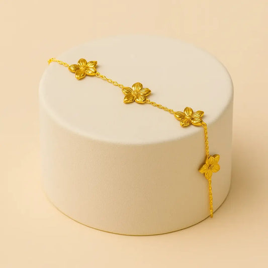 Bracelet Aline fleurs , doré en acier inoxydable -Harmony & Senteur