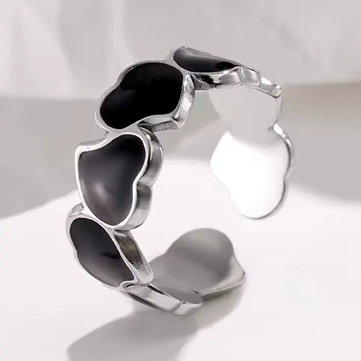 Bague Coeur- blanche ou noire nacre - Harmony & Senteur