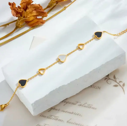 Bracelet Cœur –  noir & nacre - Harmony & Senteur