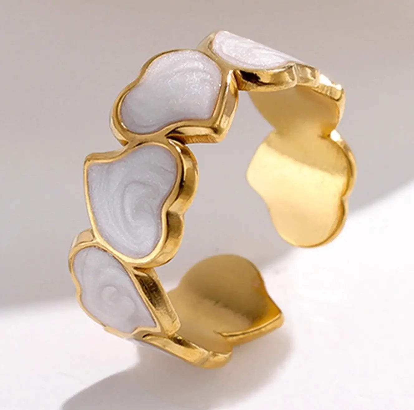 Bague Coeur- blanche ou noire nacre - Harmony & Senteur