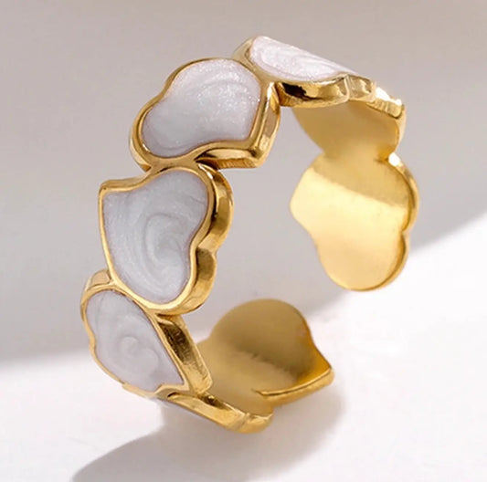 Bague Coeur- blanche ou noire nacre - Harmony & Senteur