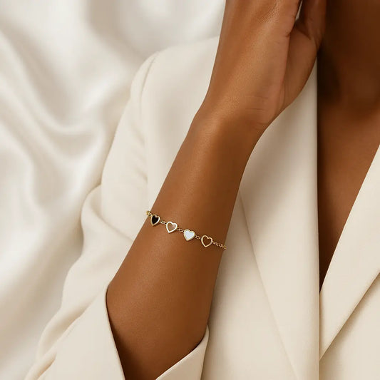 Bracelet Cœur –  noir & nacre - Harmony & Senteur