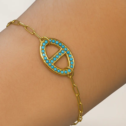 Bracelet Olympe – doré, perles bleues - Harmony & Senteur