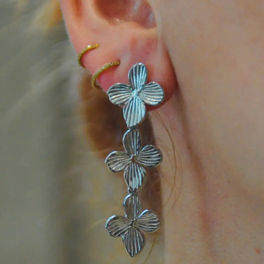 Boucles d'oreilles Thaïs – argentées, petites fleurs - Harmony & Senteur