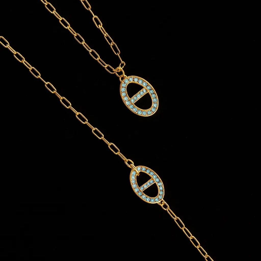 Bracelet Olympe – doré, perles bleues Harmony & Senteur