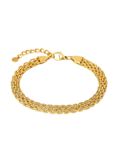 Bracelet doré Iséa – Chaîne tressée  en acier inoxydable Harmony & Senteur