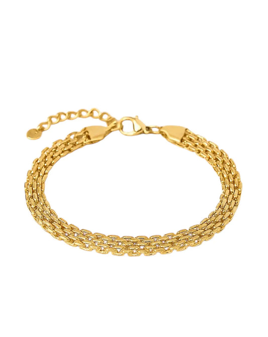 Bracelet doré Iséa – Chaîne tressée  en acier inoxydable Harmony & Senteur