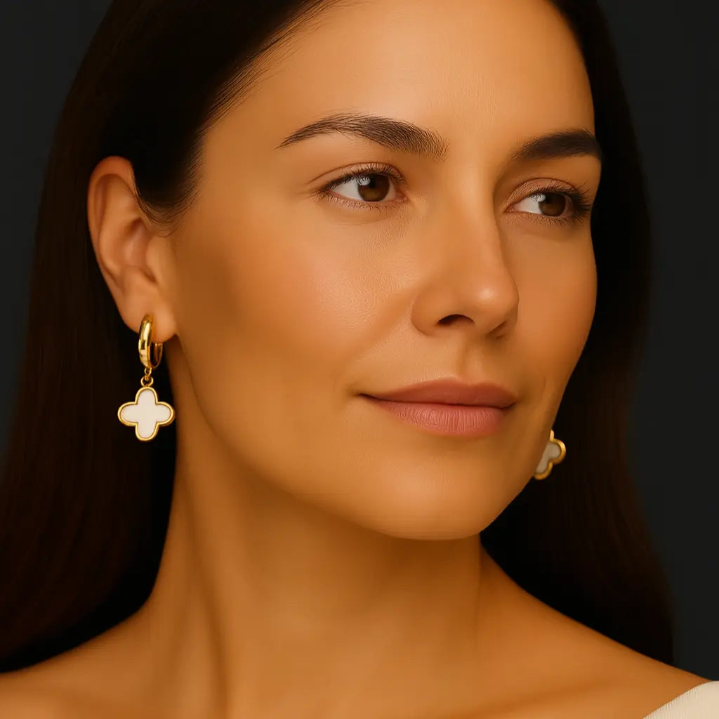 Boucles d'oreilles éclat jade en acier inoxydable doré et nacre-harmony & senteur