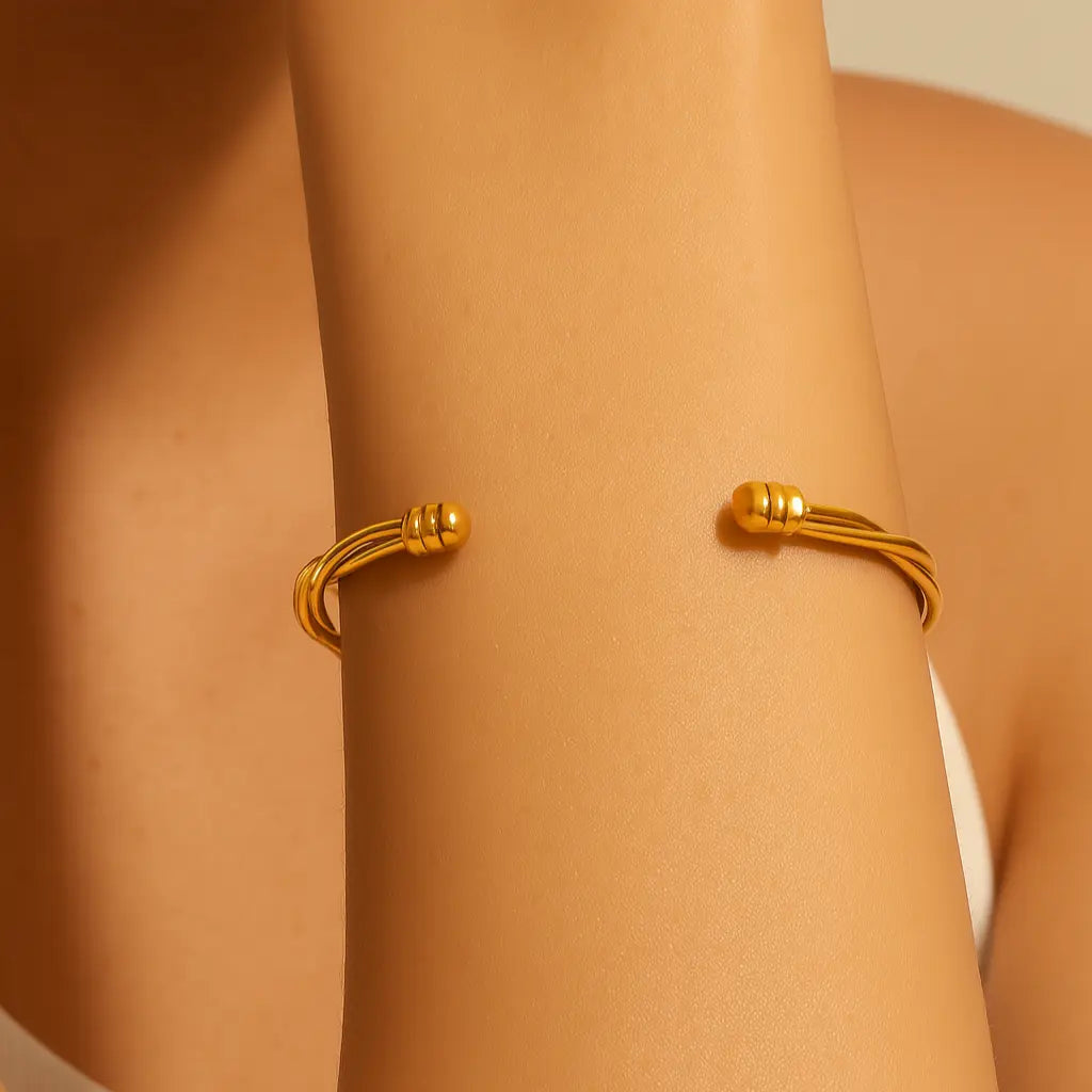 Bracelet Éline – Jonc torsadé doré ou argenté - Harmony & Senteur